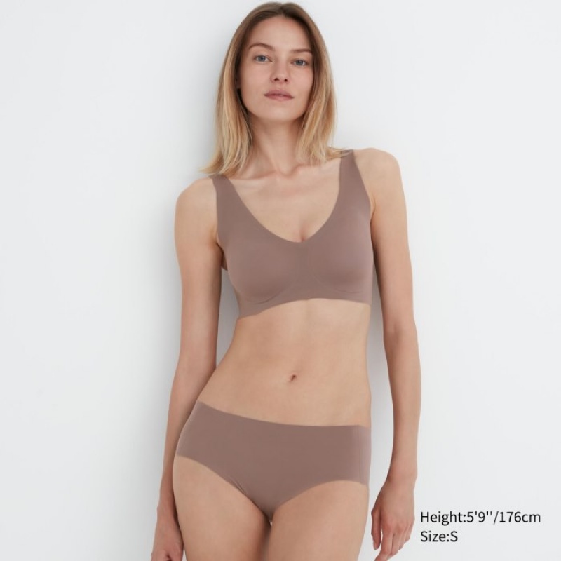 Staniki Damskie Uniqlo Wireless Ultra Relax Brązowe | 7258097