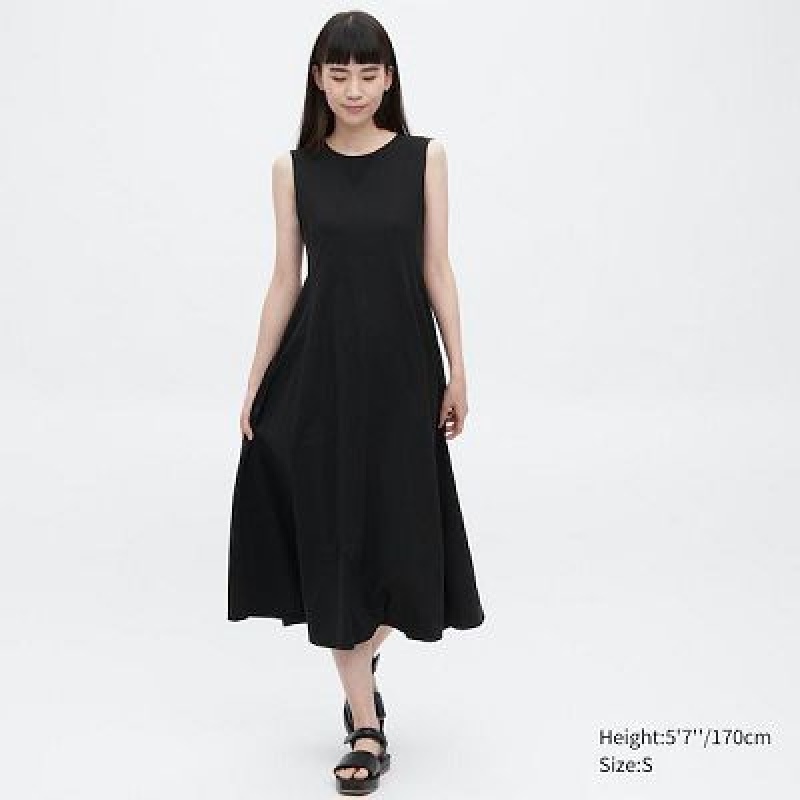 Sukienka Damskie Uniqlo Ultra Stretch AIRism Sleeveless Czarne | 2698558