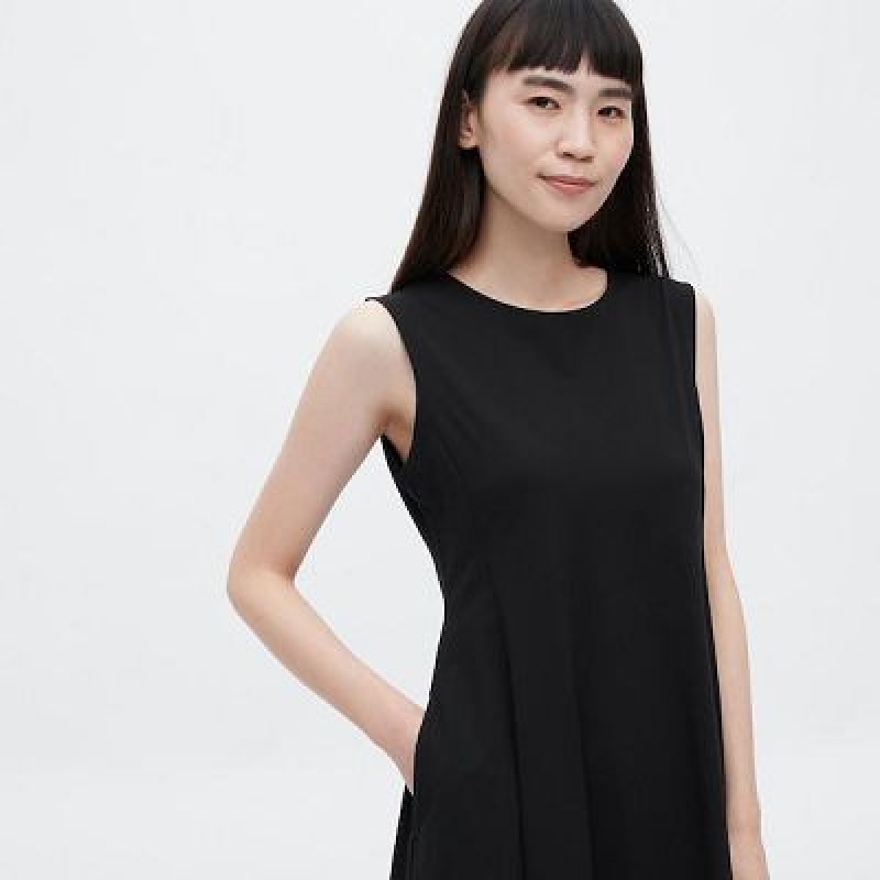 Sukienka Damskie Uniqlo Ultra Stretch AIRism Sleeveless Czarne | 2698558