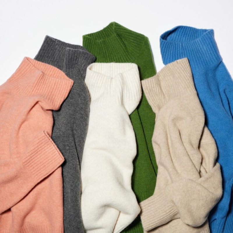 Swetry Damskie Uniqlo Souffle Yarn High Neck Long-Sleeve Szare | 9224755