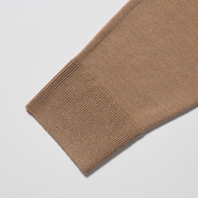 Swetry Męskie Uniqlo Extra Fine Merino V-neck Beżowe | 1637263