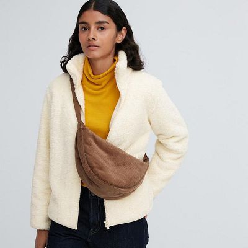 Torba Crossbody Damskie Uniqlo Corduroy Round Mini Brązowe | 1730534
