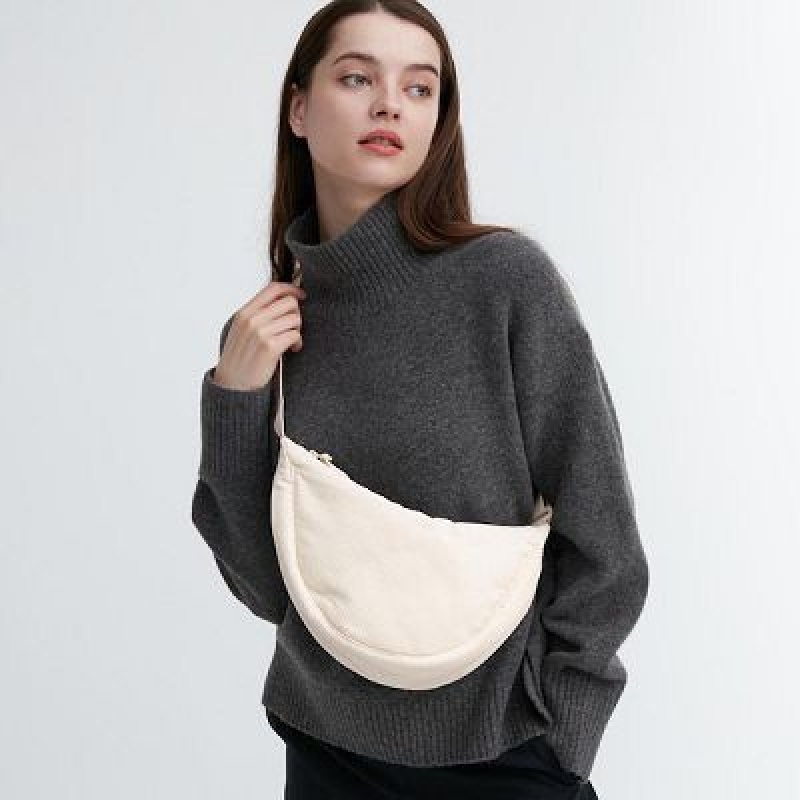 Torba Crossbody Damskie Uniqlo Corduroy Round Mini Białe | 9247301